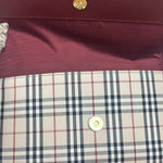 Burberry Burgundy Leather Trim House Check Shoulder Bag