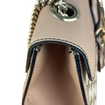 Gucci Peach Leather Trim GG Canvas Emily Chain Flap Shoulder Bag