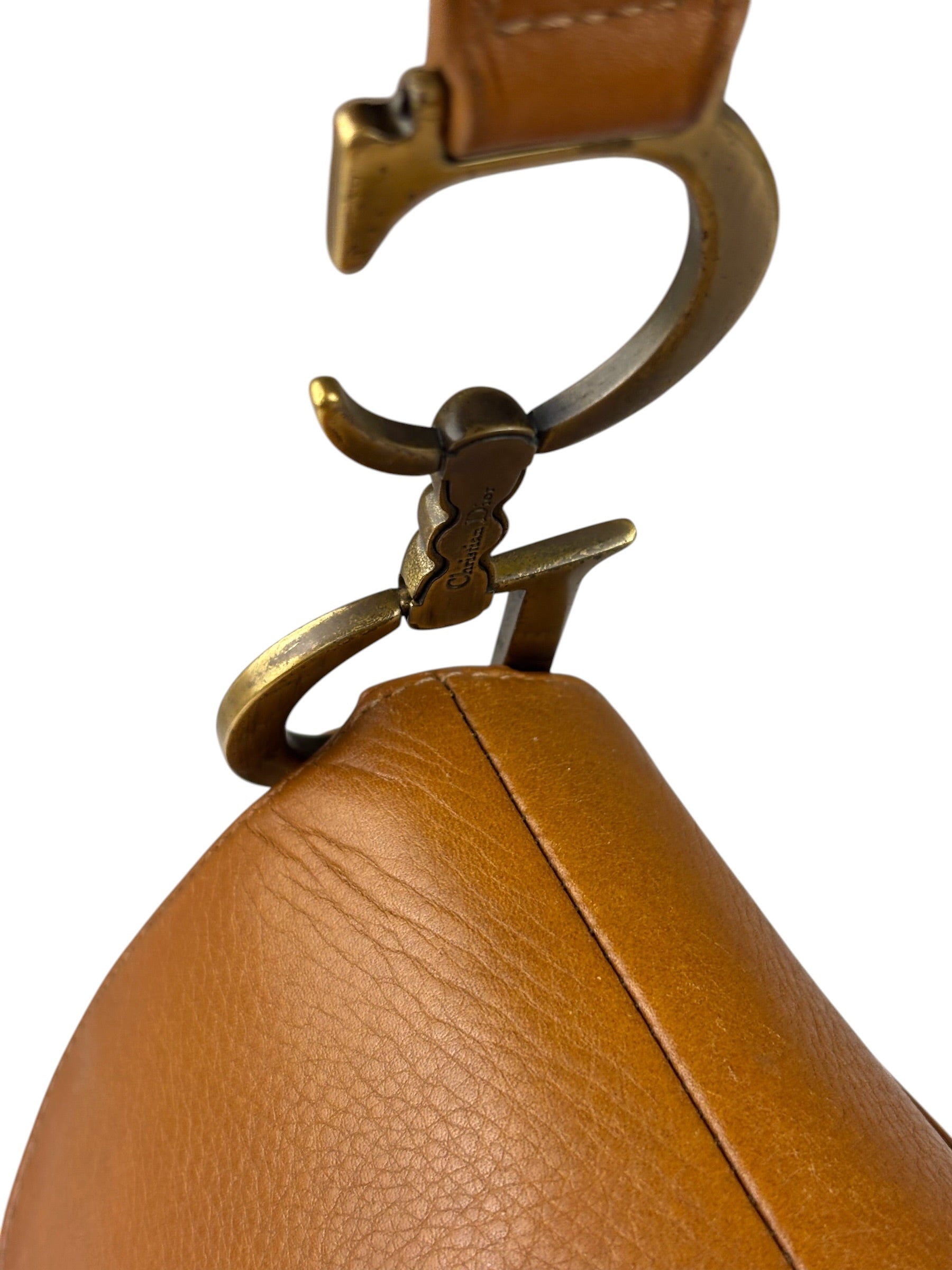 Christian Dior Tan Brown Leather Medium Saddle Bag