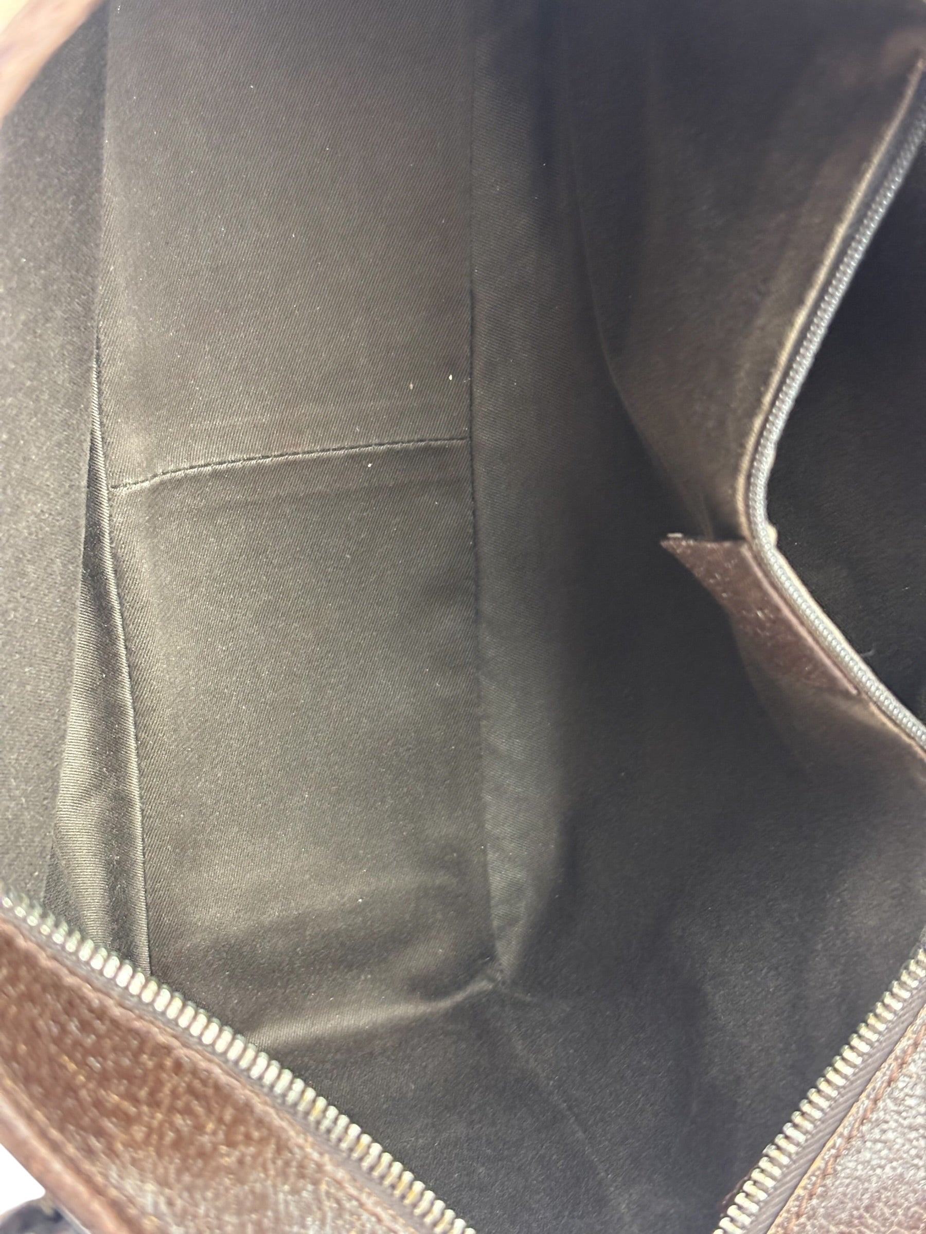 Gucci Brown Leather Trim GG Supreme Shoulder Bag