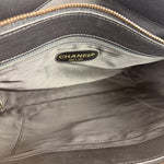 Chanel Black Leather Front Pocket Chain Tote 1998