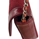 Chanel Dark Red East West Chocolate Bar Patent Trim Handbag 2002-03