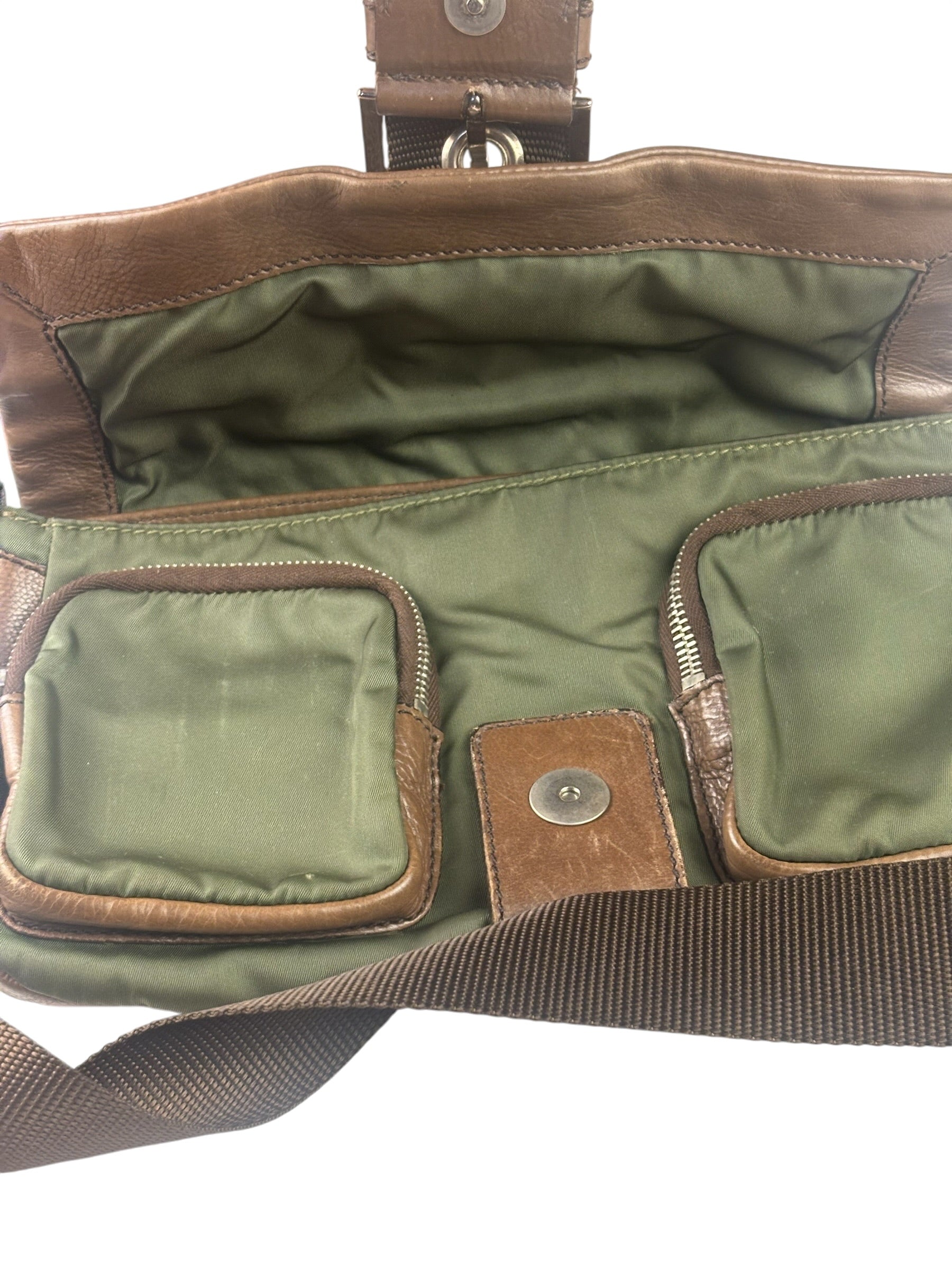 Prada Vintage Green Nylon/Leather Crossbody Bag