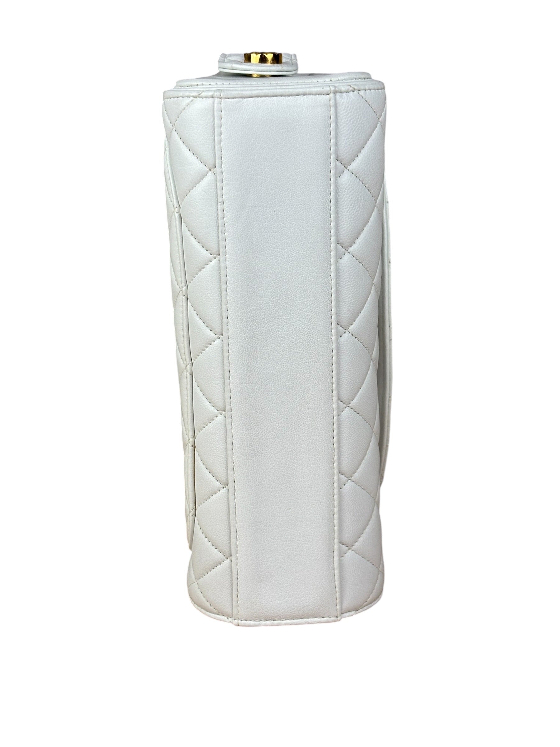 Chanel Vintage White Quilted Leather Flap Bag 1991