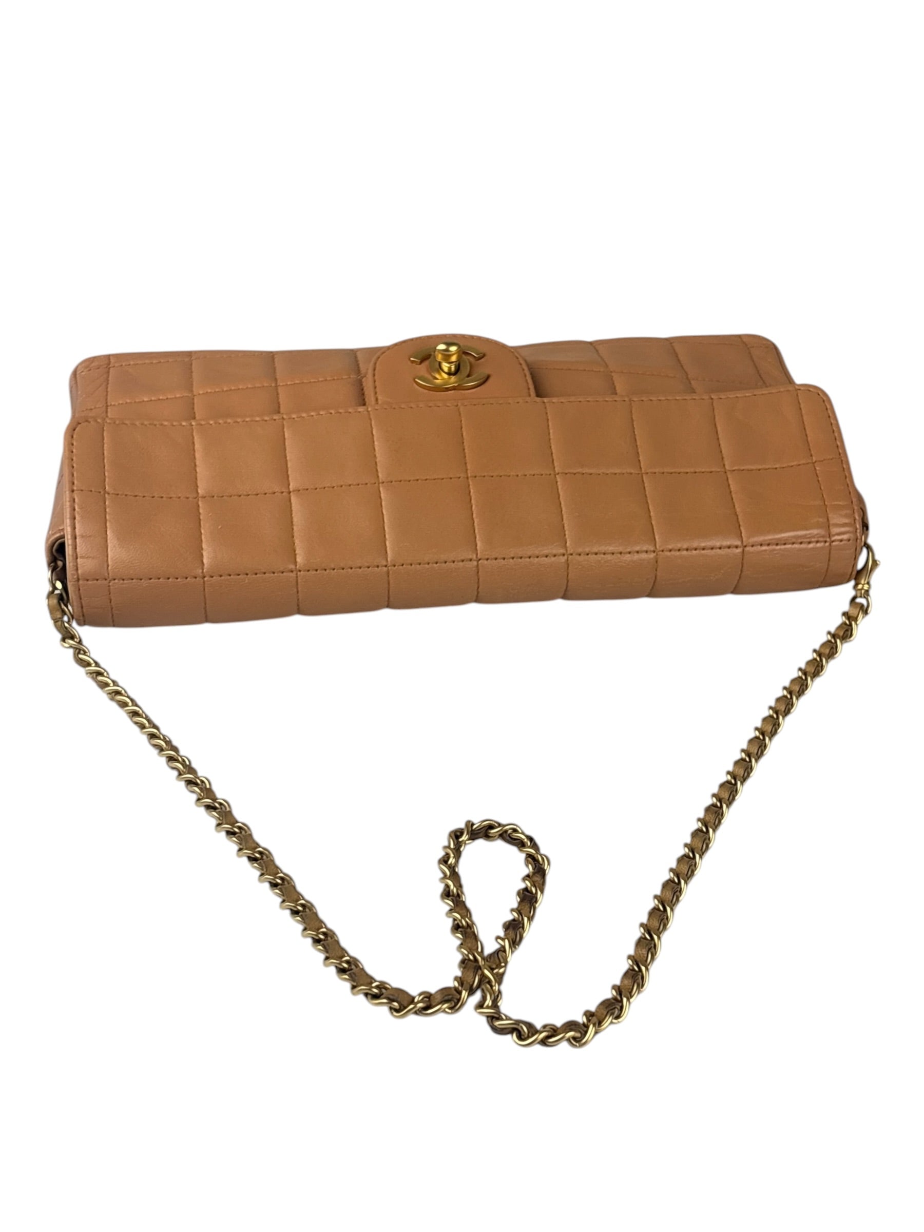Chanel Vintage Beige Leather  Chocolate Bar East- 1987