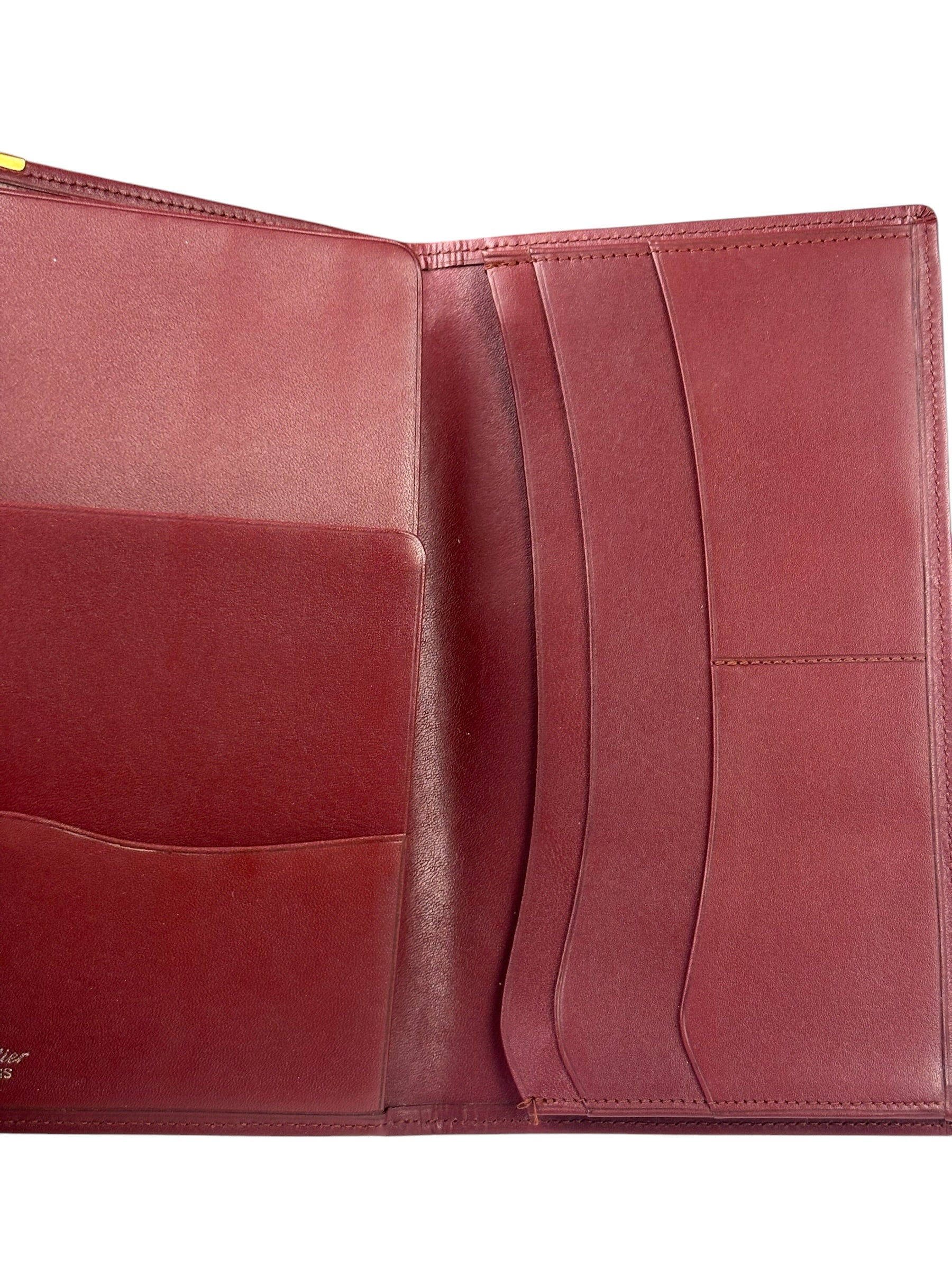 Cartier Vintage Burgundy Leather Bordeaux Bi-Fold Long Wallet