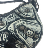 Balenciaga Black/White Leather Le Cagole Graffiti Shoulder Bag