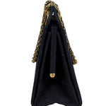 Chanel Vintage Navy Blue Matelasse Quilted Suede Chain Shoulder Bag