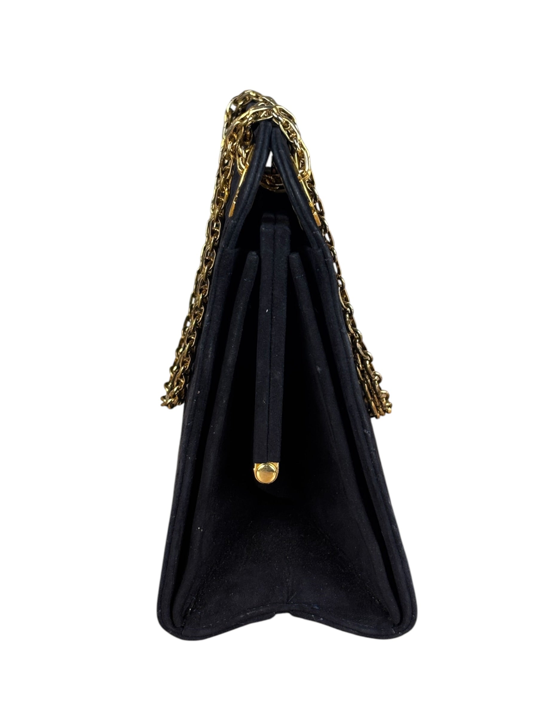 Chanel Vintage Navy Blue Matelasse Quilted Suede Chain Shoulder Bag