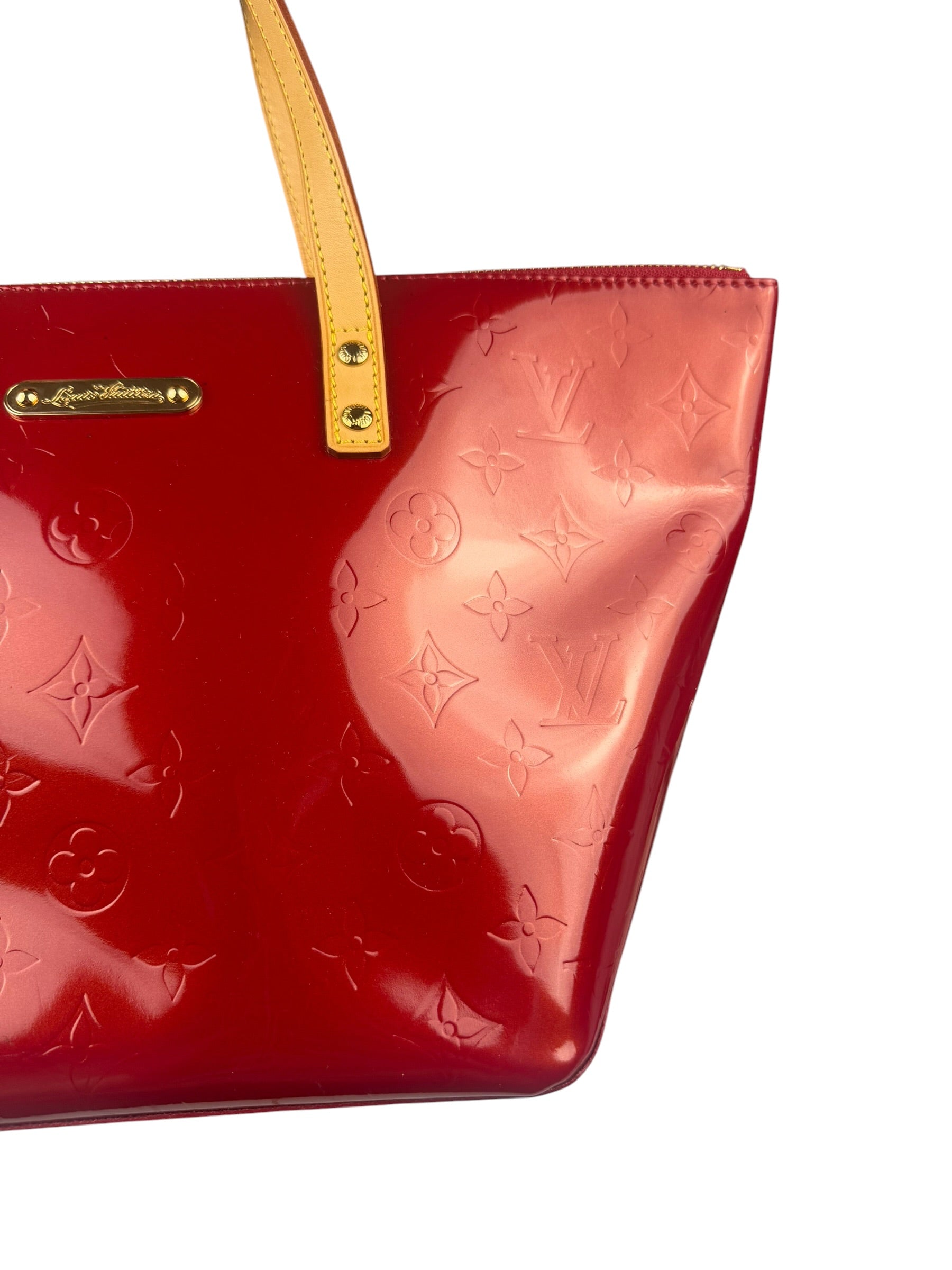 Louis Vuitton Red Monogram Vernis Bellevue Handbag PM
