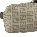 Fendi Grey Leather Trim Zucca Baguette