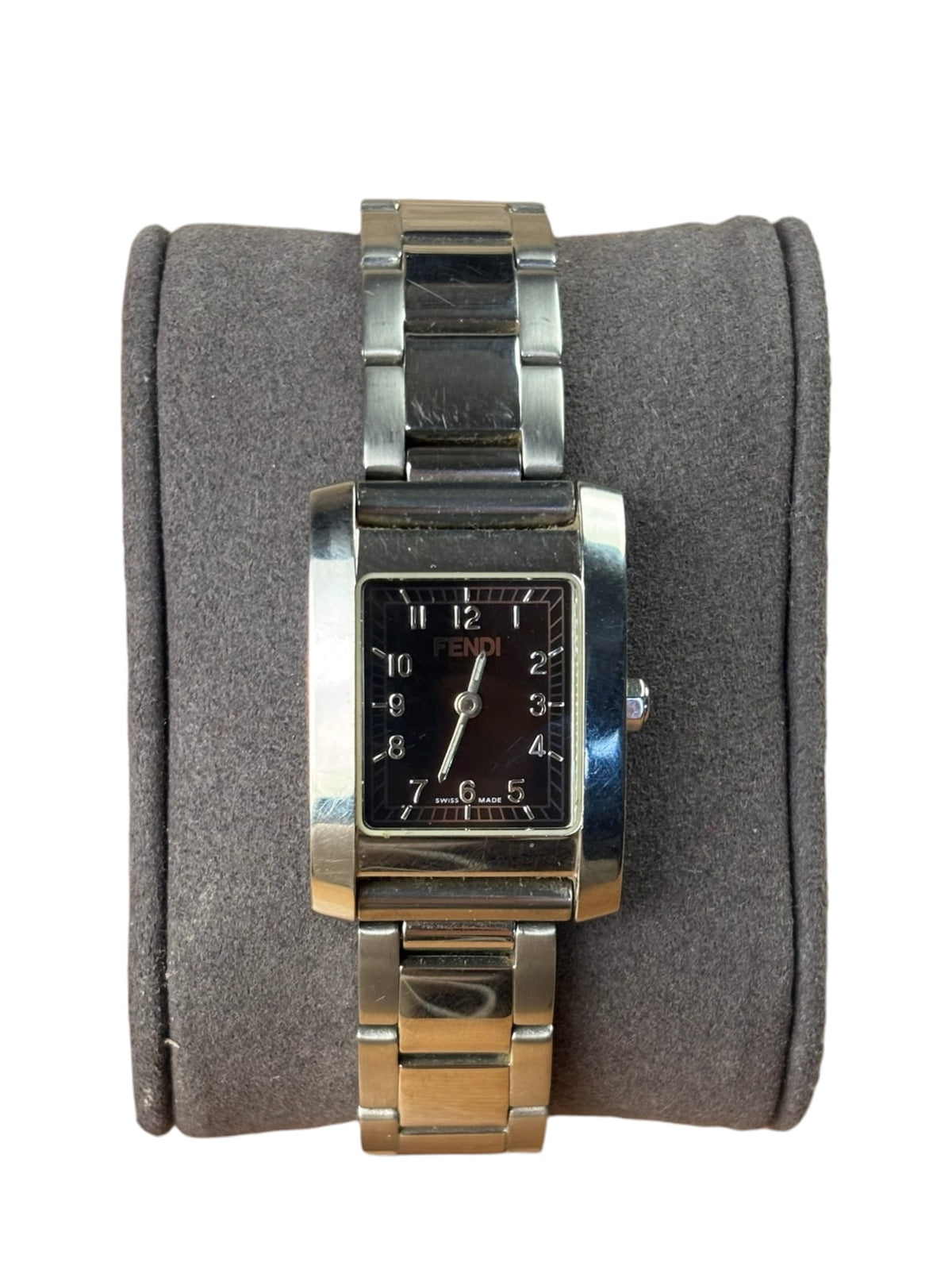 Fendi 7000L Black Dial Tank Stainless Steel Band