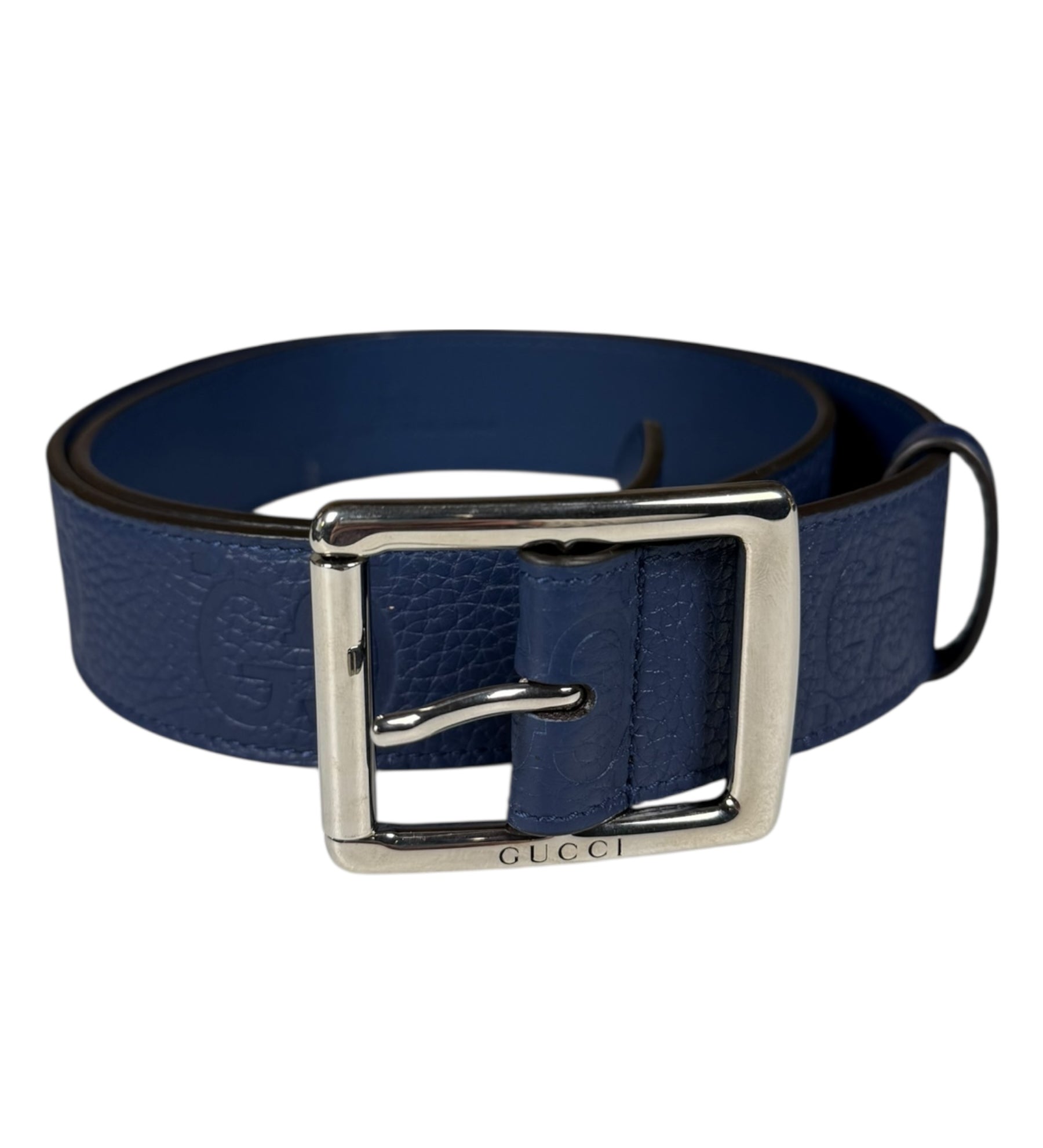 Gucci Navy Monogram GG Belt