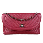 Chanel Pink Chevron Quilted Leather Medium Flap Bag 2018