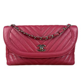 Chanel Pink Chevron Quilted Leather Medium Flap Bag 2018