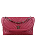 Chanel Pink Chevron Quilted Leather Medium Flap Bag 2018