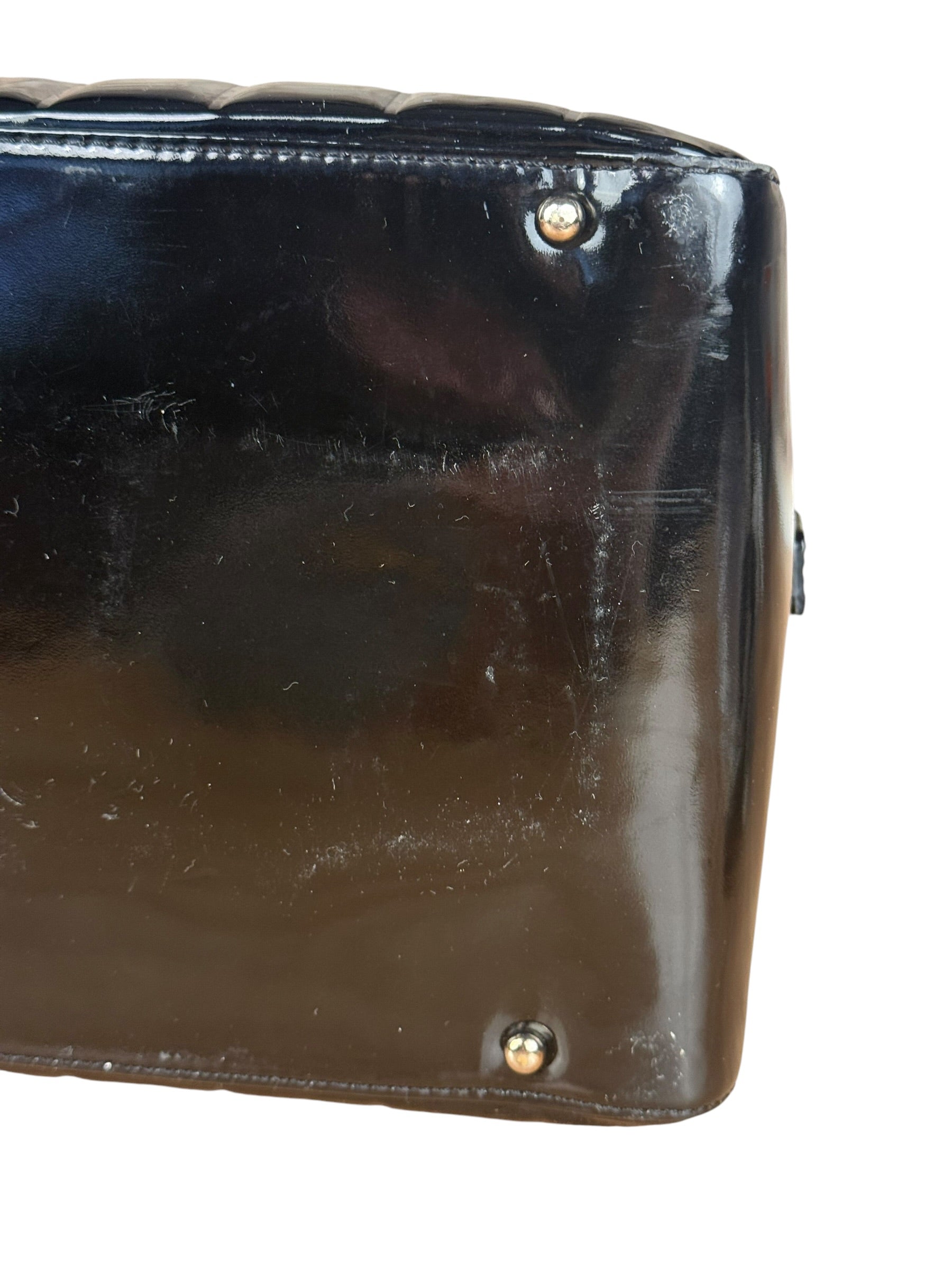 Chanel Black Patent Chocolate Bar Bowler Bag 2002
