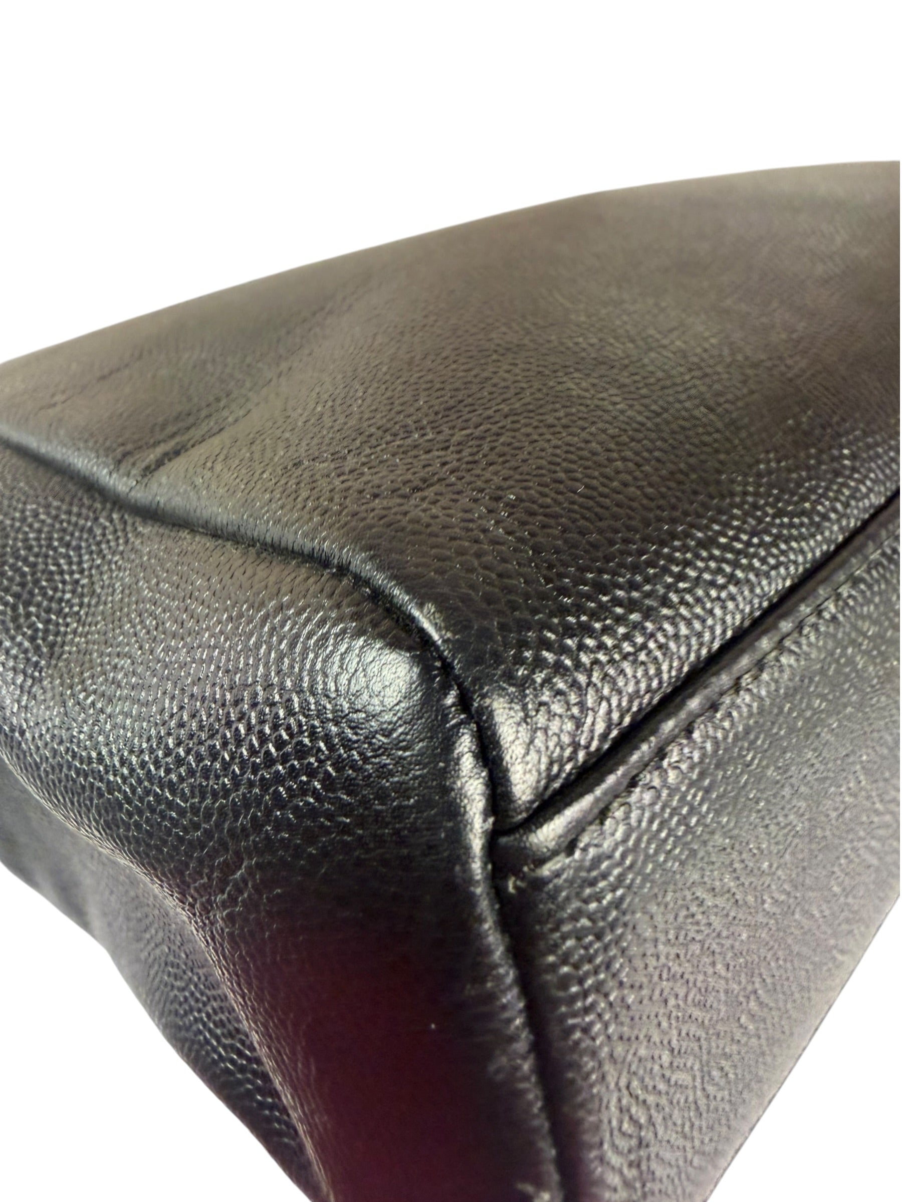 Chanel Black Pebbled Leather Curved Flap 1997