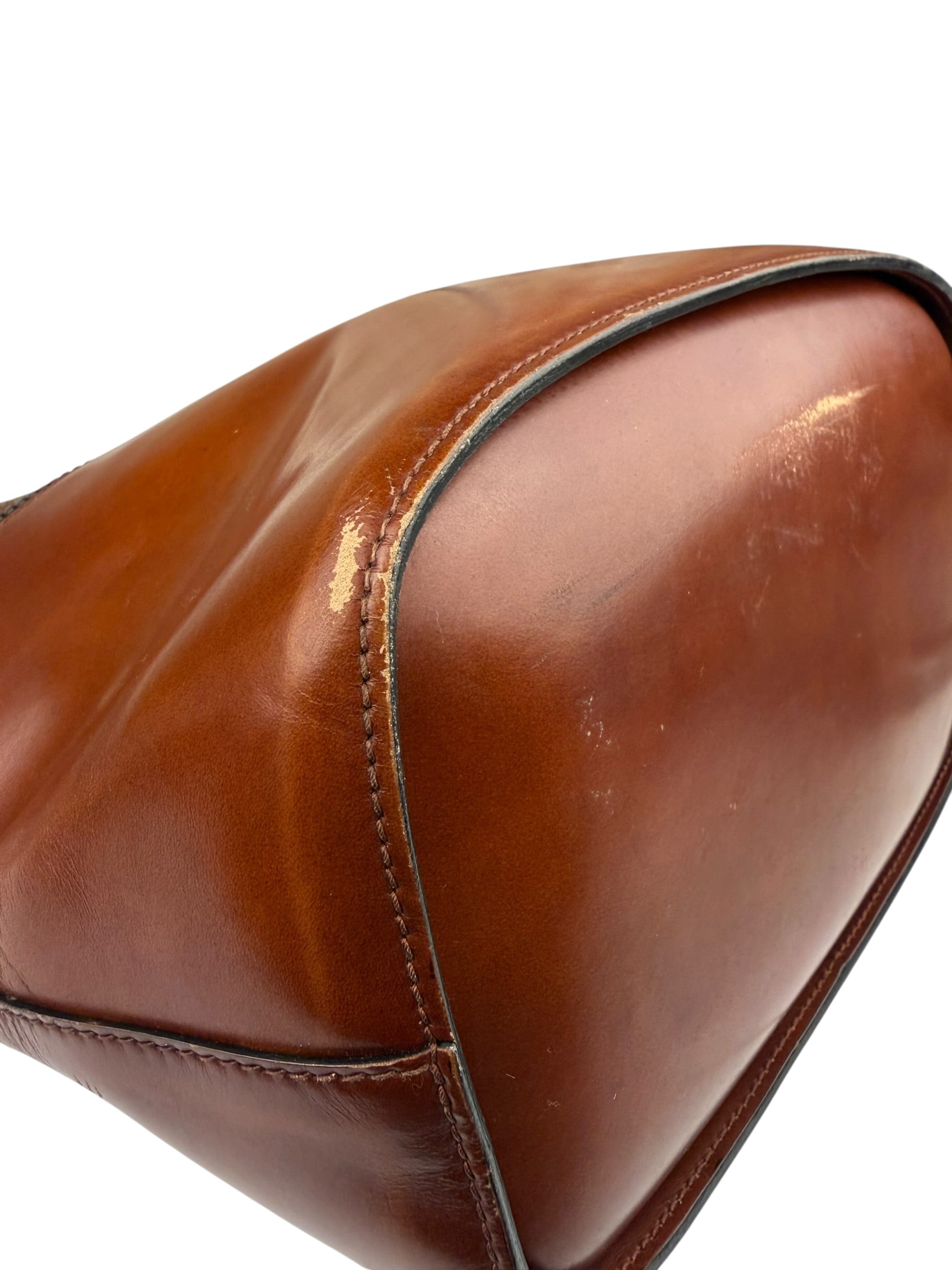 Celine Vintage Brown Leather Cinch Bucket Crossbody Bag