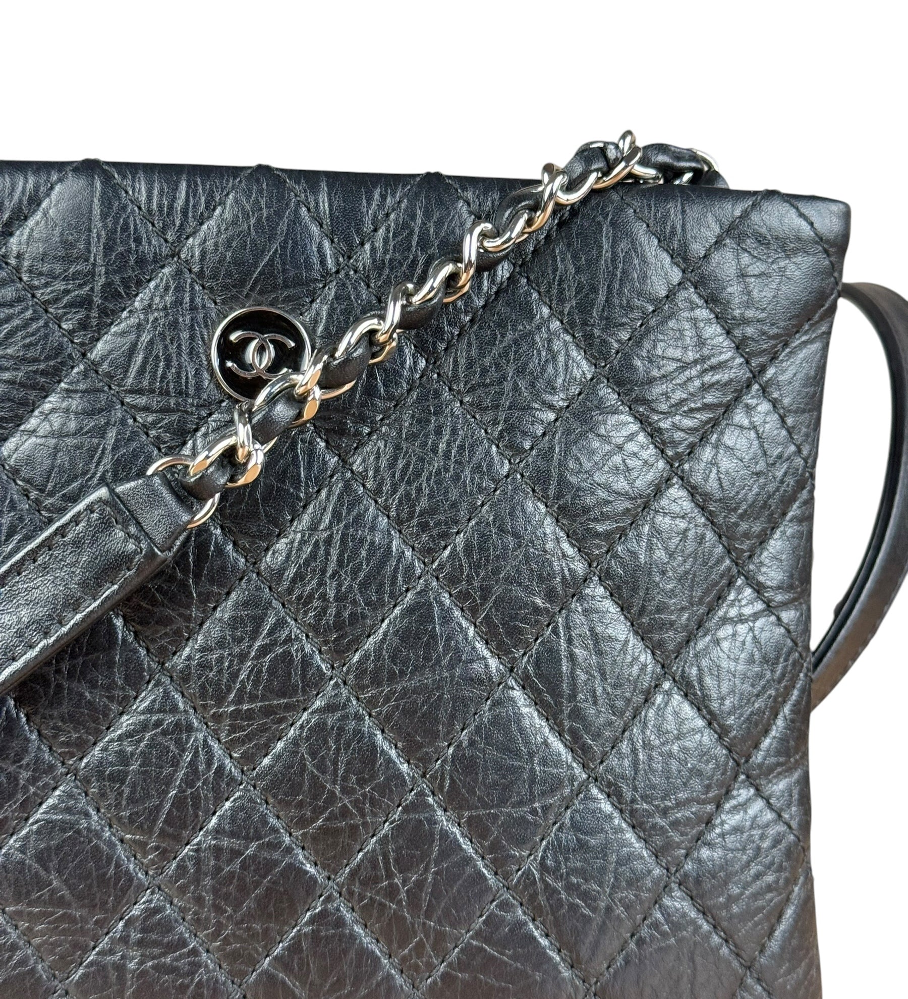 Chanel Black Quilted Leather Uniform Chain Crossbody 2018