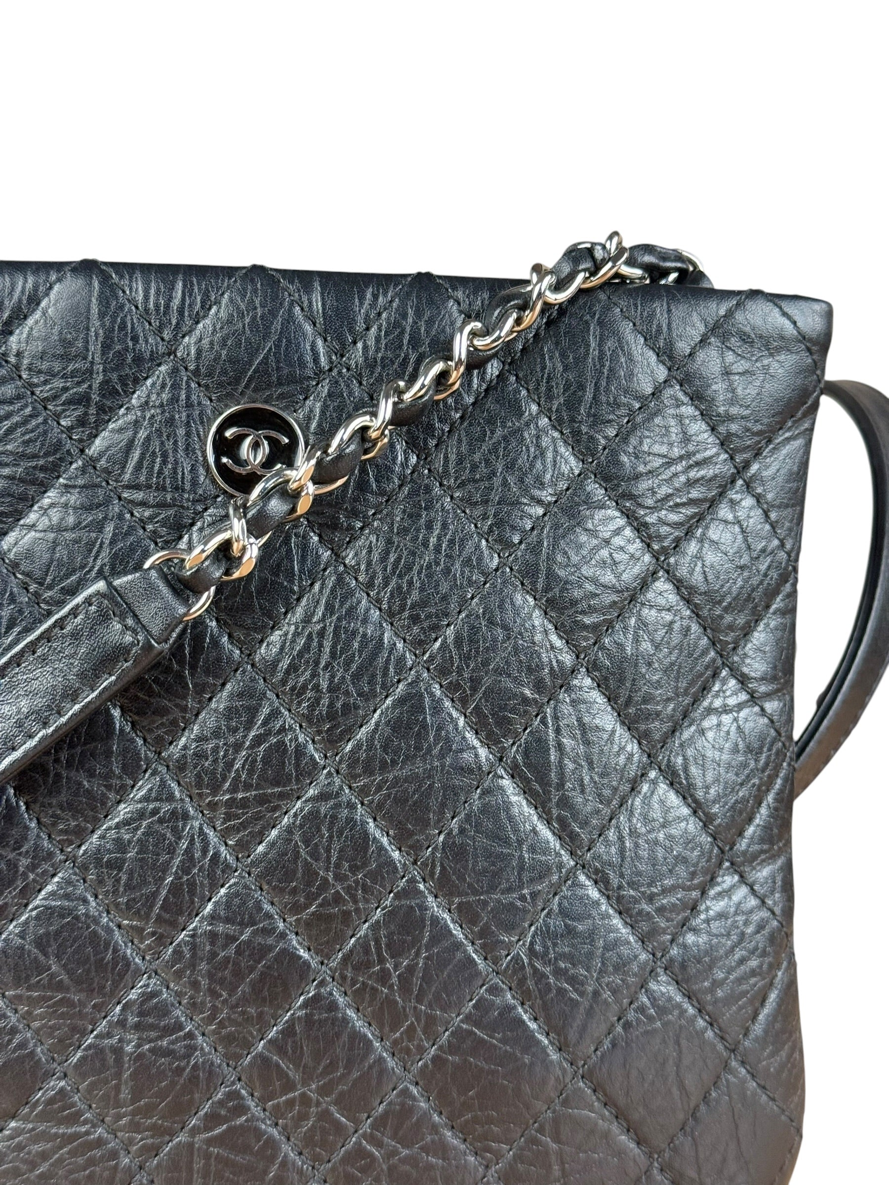 Chanel Black Quilted Leather Uniform Chain Crossbody 2018