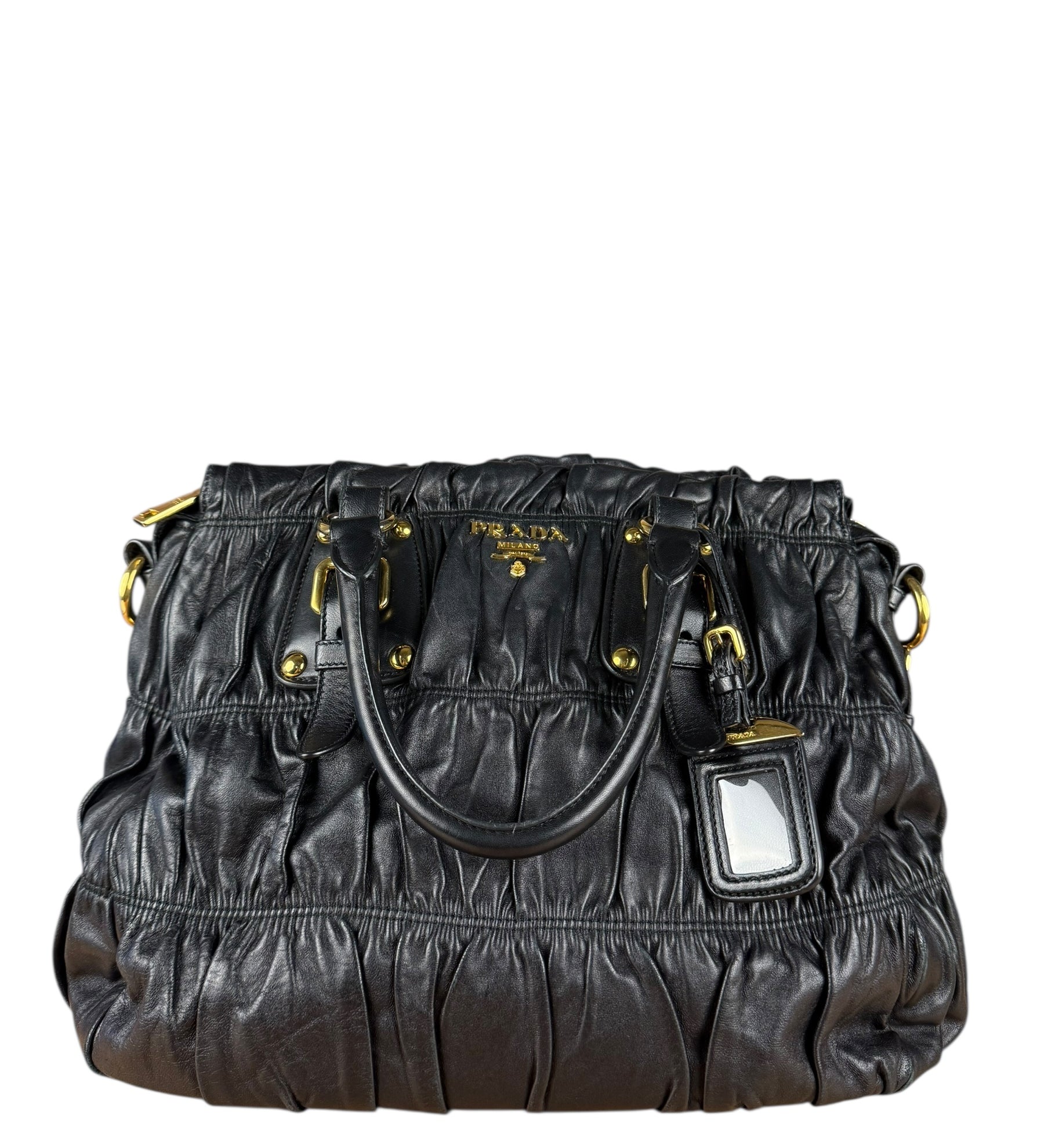 Prada Nappa Leather Ruffle Hobo Shoulder Bag