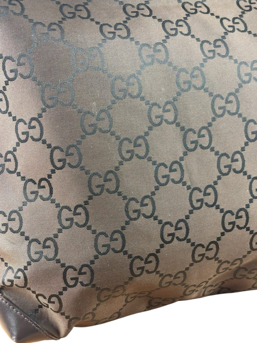 Gucci GG Nylon Tote Bag Brown Monogram Canvas