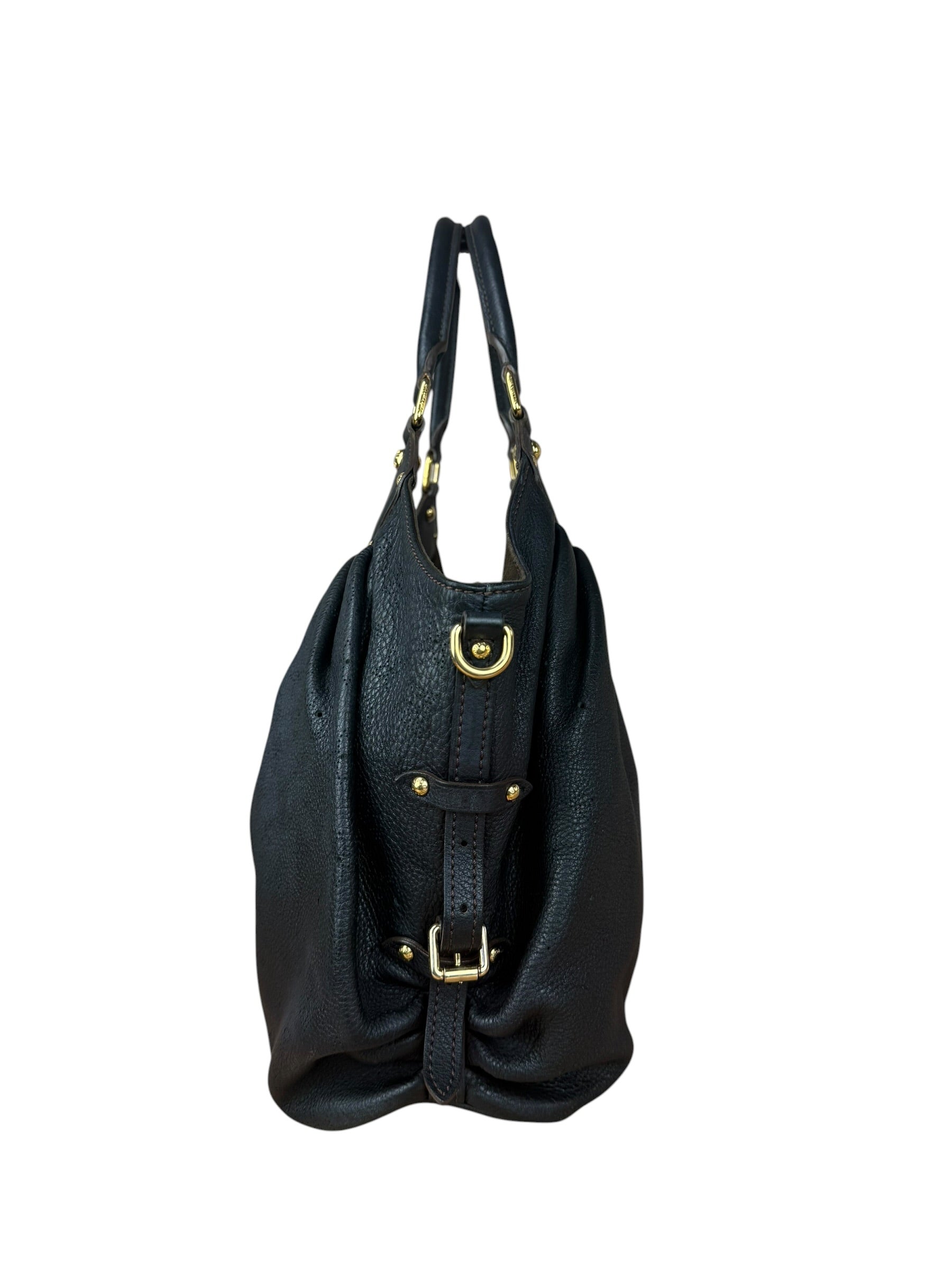Louis Vuitton Perforated Monogram Mahina Hobo Bag Black
