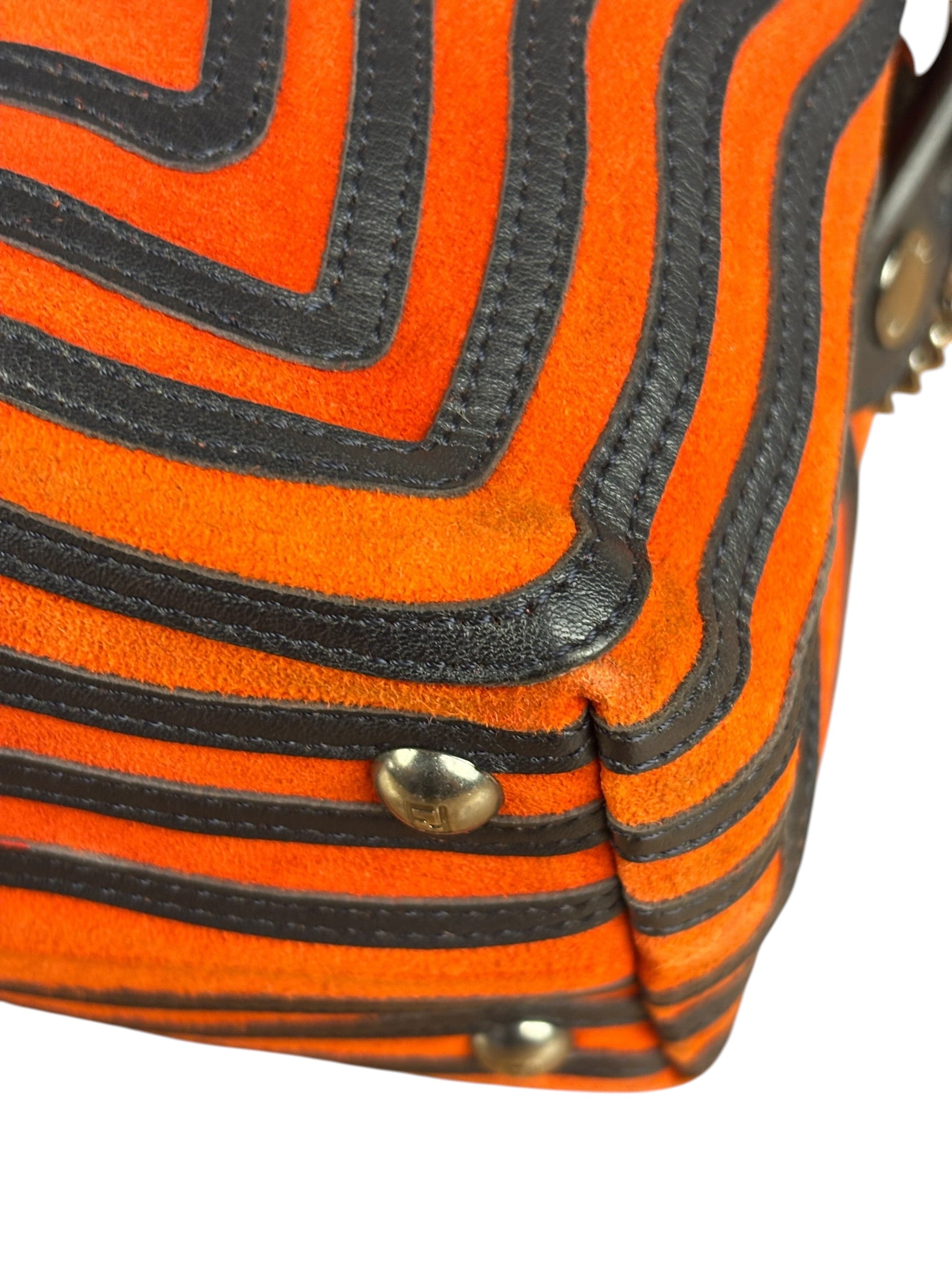 Fendi DotCom Click Striped Hypnotic Suede 2 Way