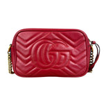 Gucci Leather GG Red Marmont Crossbody