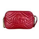 Gucci Leather GG Red Marmont Crossbody