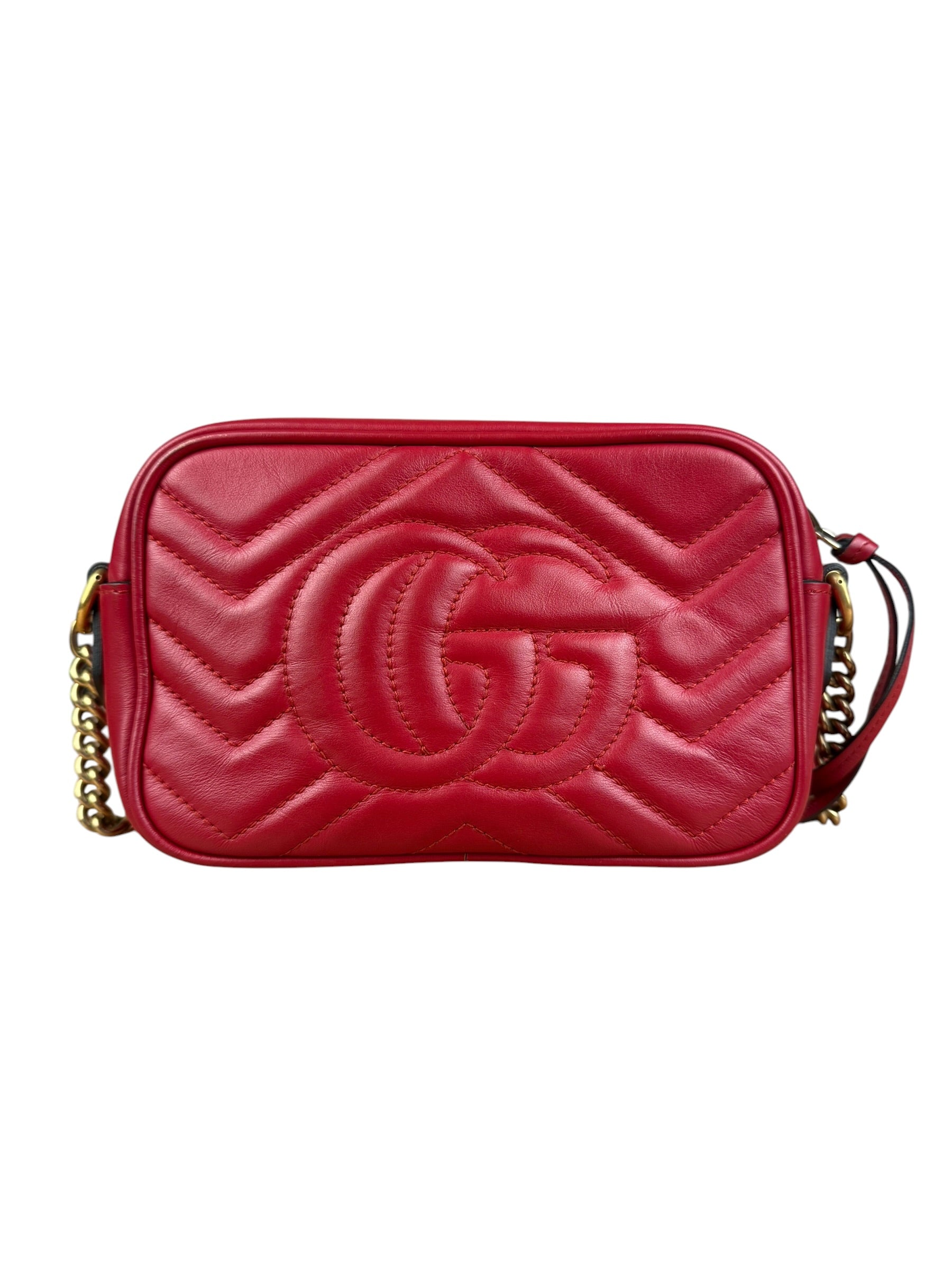 Gucci Leather GG Red Marmont Crossbody
