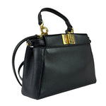 Fendi Black Leather Nano Peekaboo Two-Way Bag