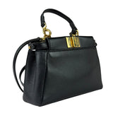 Fendi Black Leather Nano Peekaboo Two-Way Bag