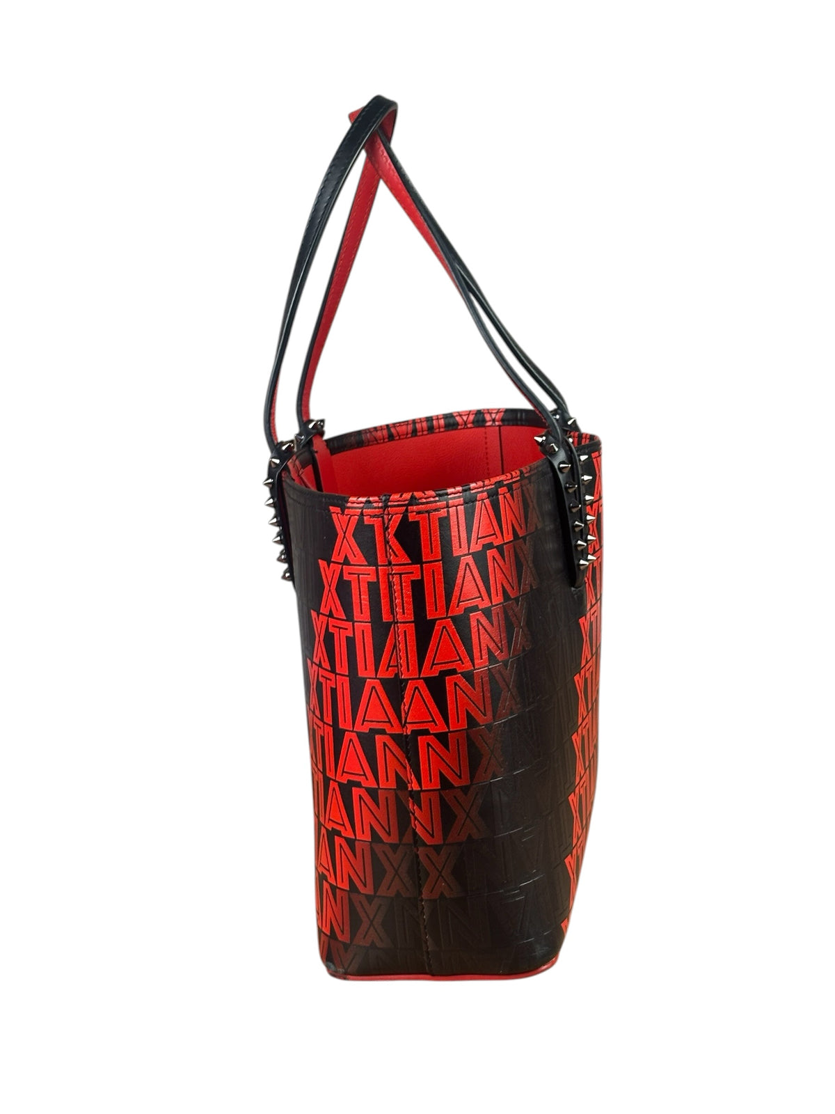 Christian Louboutin Black/Red Leather Xtian Print Cabata Tote