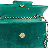 Gucci Green Velvet/Leather Trim Square G Broadway Shoulder Bag