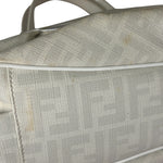 Fendi White Leather PVC Coated Zucca Spalmati Chef Shoulder Bag