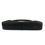 Fendi Black Leather 3D Logo Embossed Baguette