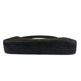 Fendi Black Leather 3D Logo Embossed Baguette