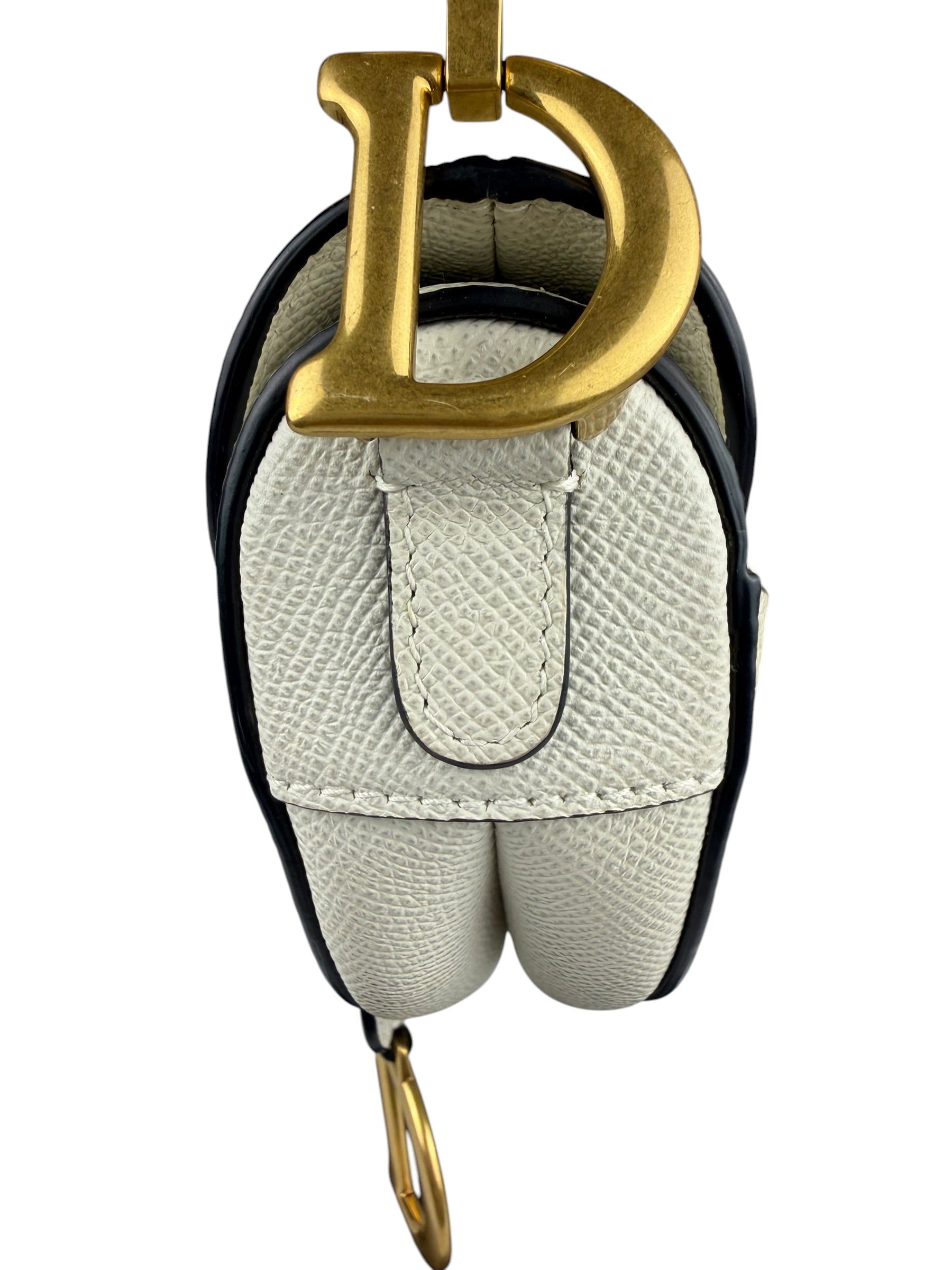 Christian Dior White Leather Saddle Hand Bag