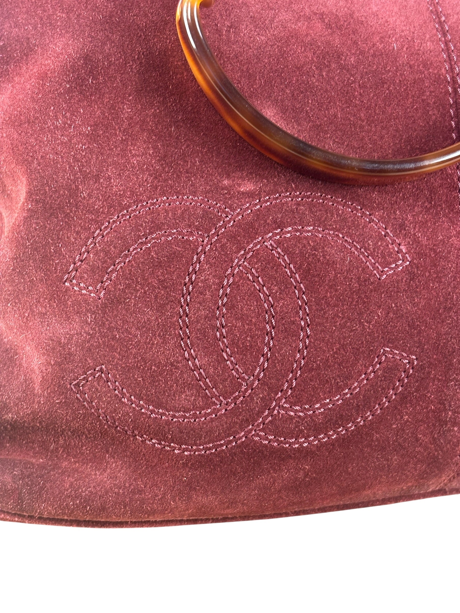 Chanel Bordeaux Suede Tortoise Chain Shoulder Bag '97-'99