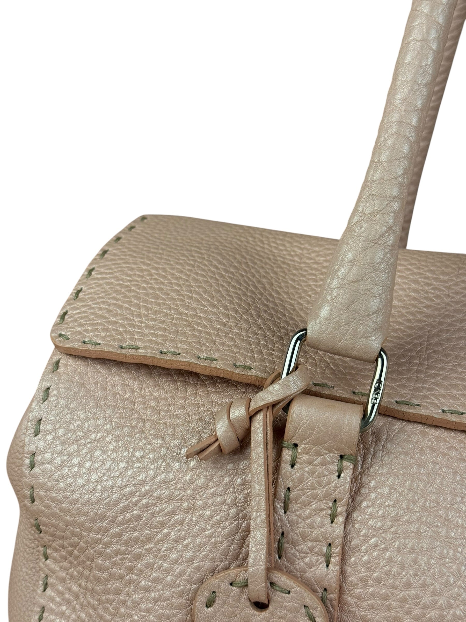 Fendi Light Pink Metallic Vintage Selleria Stitch Lina Handbag
