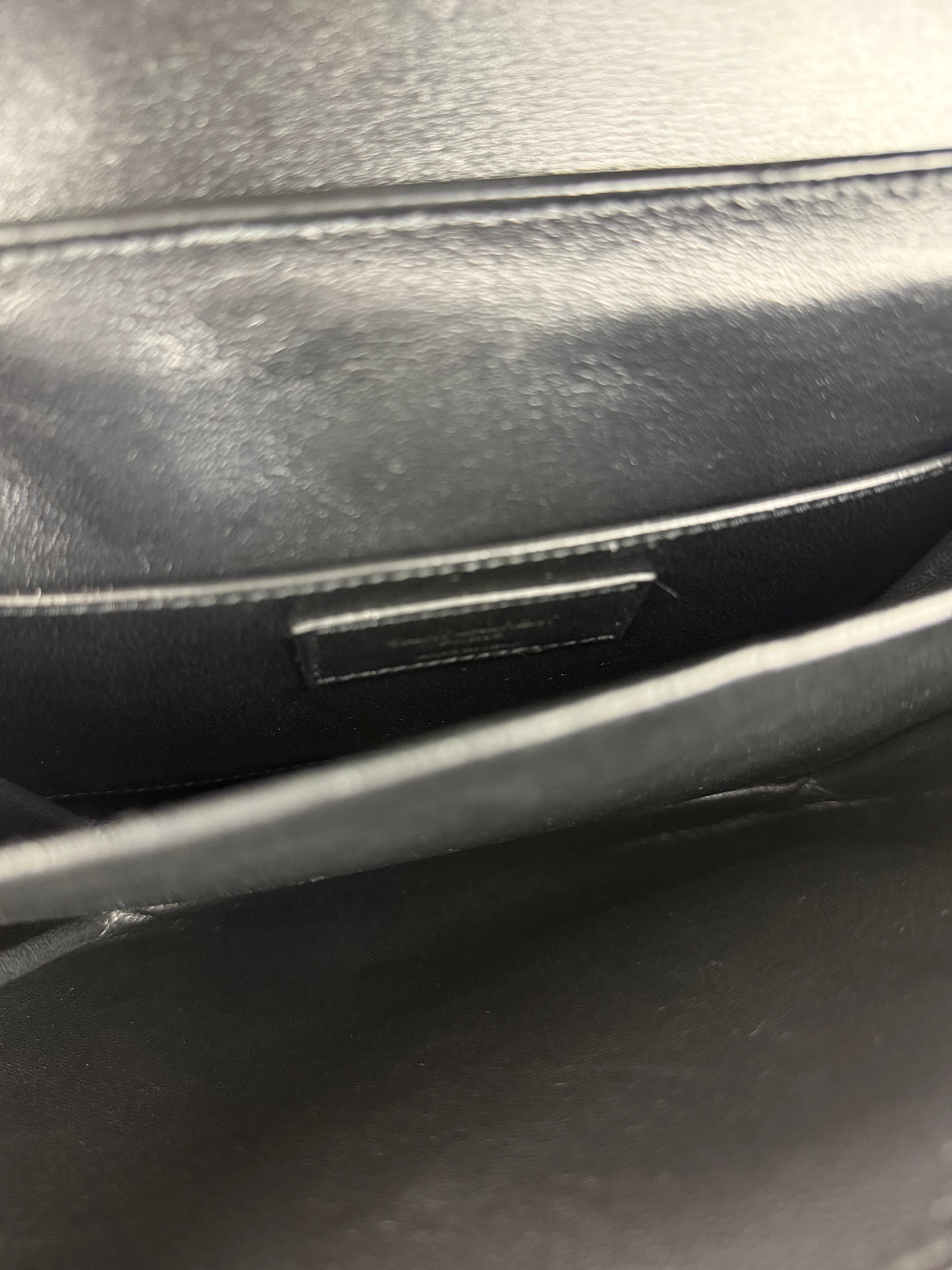 Saint Laurent Black Monogram Patent Leather Shoulder Bag