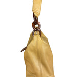 Chanel CC Vintage Beige Leather Caviar Wood Chain Hobo Bag
