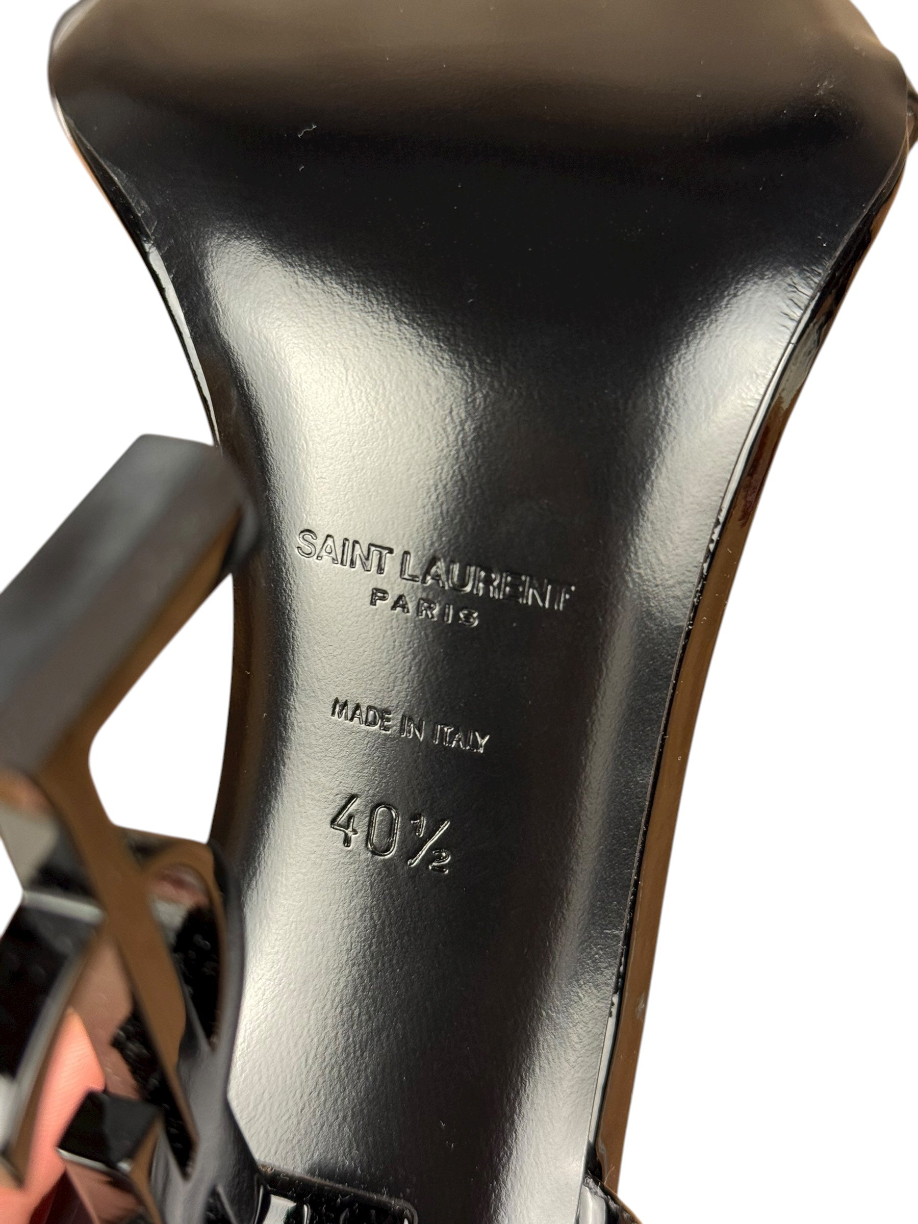Saint Laurent Glossy Black Logo Heels