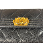 Chanel Black Calfskin Quilted Flap Coin/Card Holder