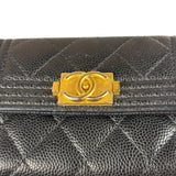 Chanel Black Calfskin Quilted Flap Coin/Card Holder