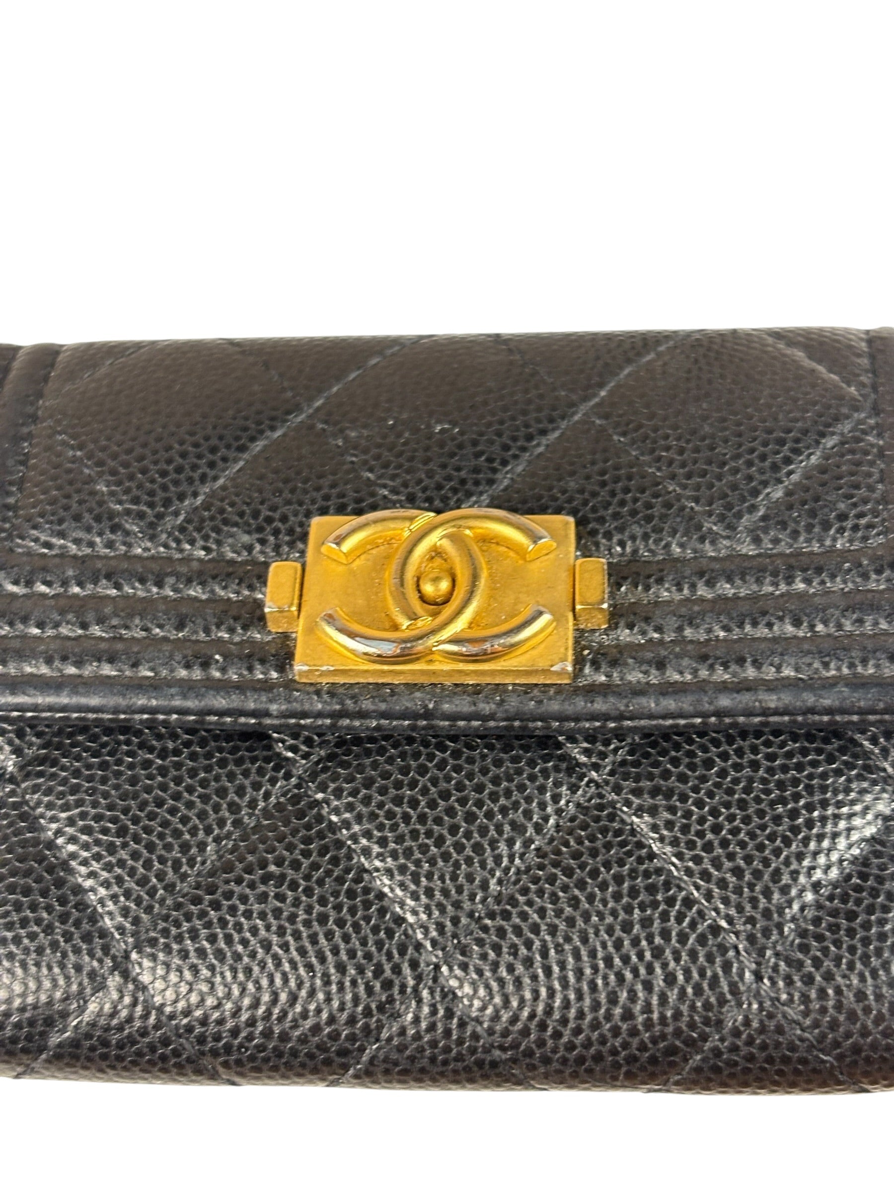 Chanel Black Calfskin Quilted Flap Coin/Card Holder