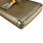 Gucci Bronze Metallic Leather Bamboo Long Zippy Wallet