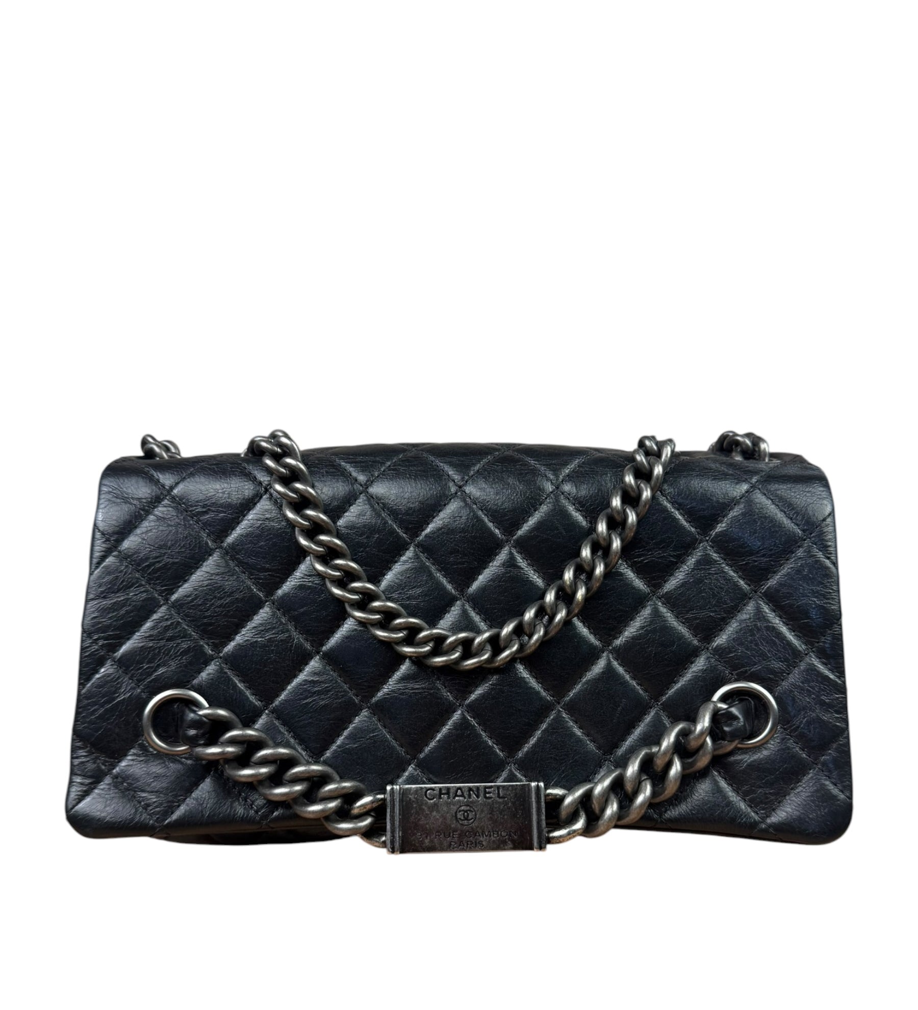 Chanel Black Leather Quilted Leather 31 Rue Cambon Flap Bag 2014